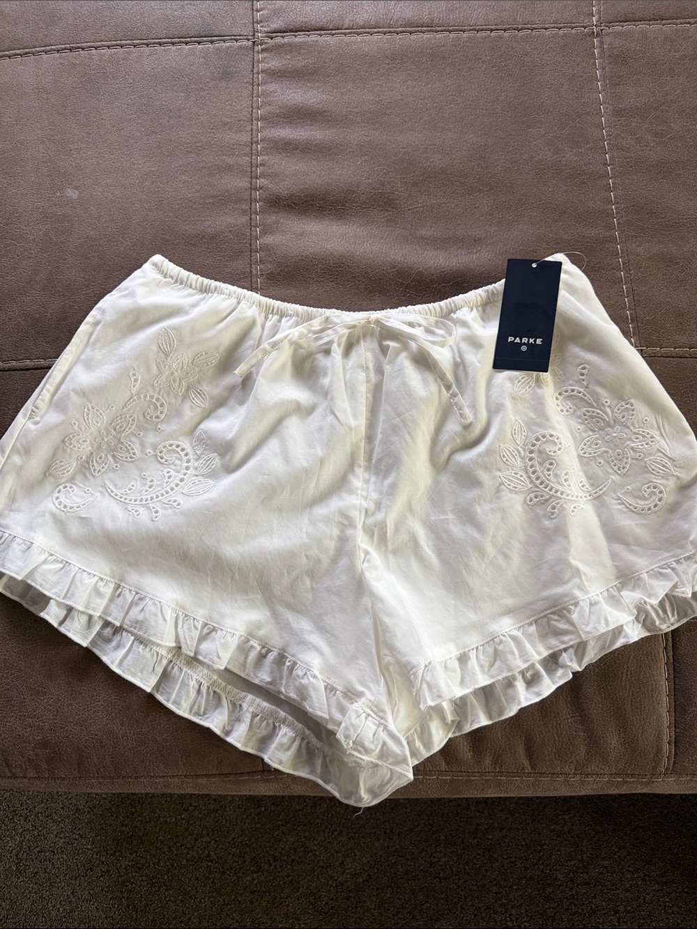 Parke x Target Embroidered Ruffle Hem Shorts